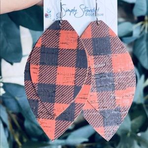 Buffalo Plaid Leather Earrings